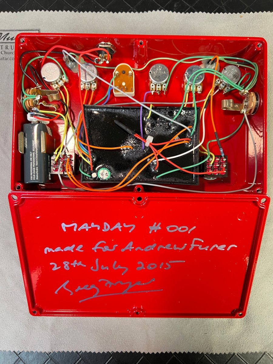 SOLD - Fryer Guitars Mayday Overdrive Distortion Pedal Hand Numbered 1 Brian May - Mahar's Vintage Guitars