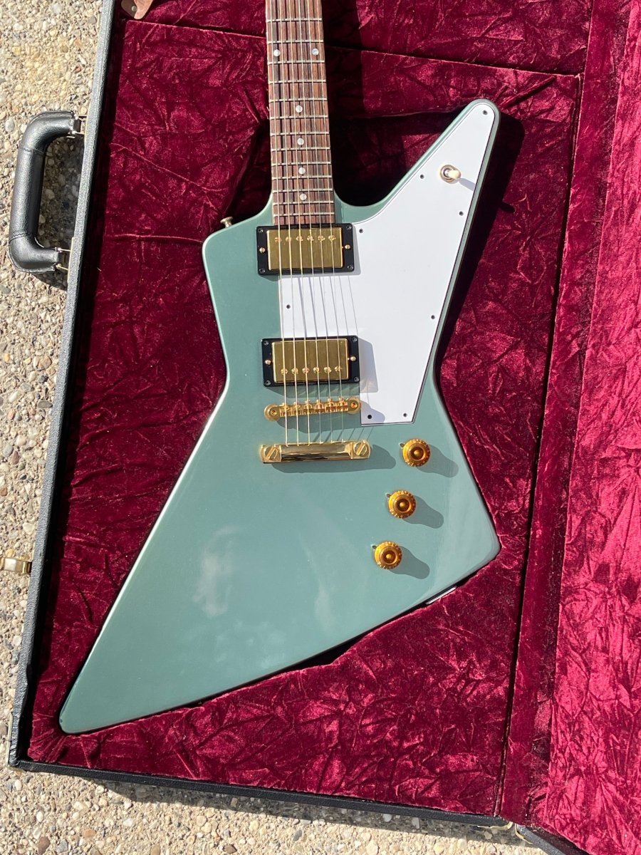 SOLD - Gibson Custom Shop Explorer Pelham Blue Special Order One - Off '58 Reissue spec 2008 - Mahar's Vintage Guitars