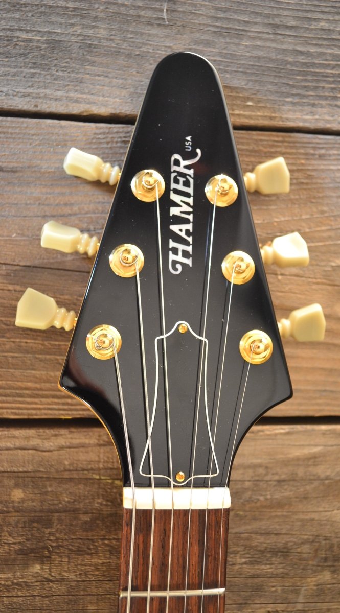 SOLD - Hamer Vector Flying V Korina 2004 All Original with COA - Mahar's Vintage Guitars