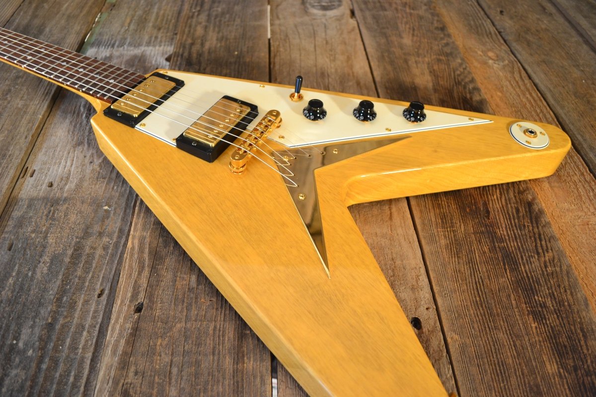 SOLD - Hamer Vector Flying V Korina 2004 All Original with COA - Mahar's Vintage Guitars