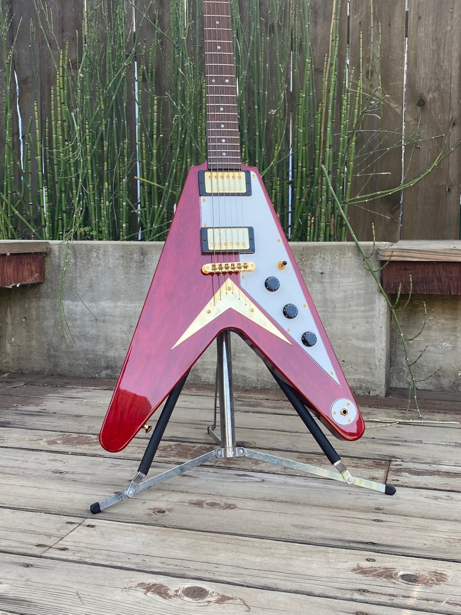 SOLD - Hamer Vector Korina Flying V GVKS 2005 Brazilian Rosewood Fretboard - Mahar's Vintage Guitars