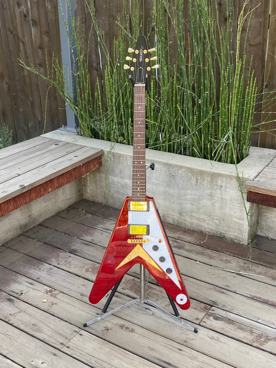 SOLD - Hamer Vector Korina Flying V GVKS 2005 Brazilian Rosewood Fretboard - Mahar's Vintage Guitars