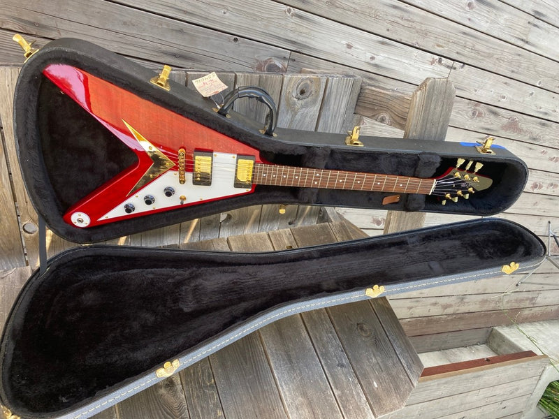 SOLD - Hamer Vector Korina Flying V GVKS 2005 Brazilian Rosewood Fretboard - Mahar's Vintage Guitars