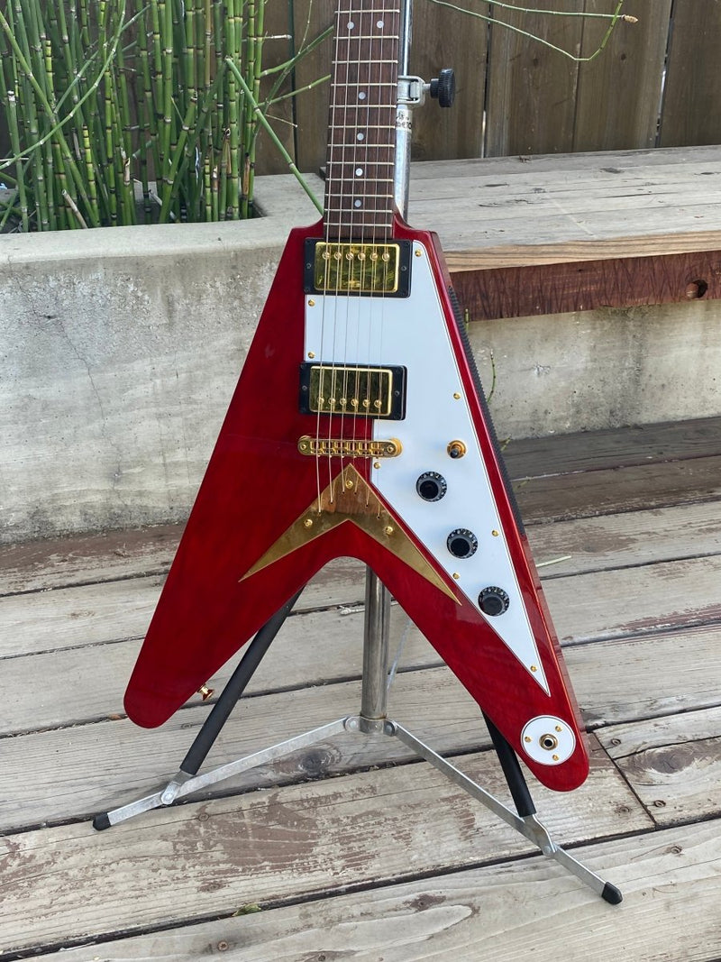 SOLD - Hamer Vector Korina Flying V GVKS 2005 Brazilian Rosewood Fretboard - Mahar's Vintage Guitars