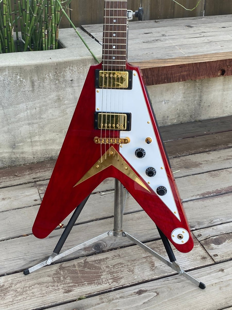 SOLD - Hamer Vector Korina Flying V GVKS 2005 Brazilian Rosewood Fretboard - Mahar's Vintage Guitars