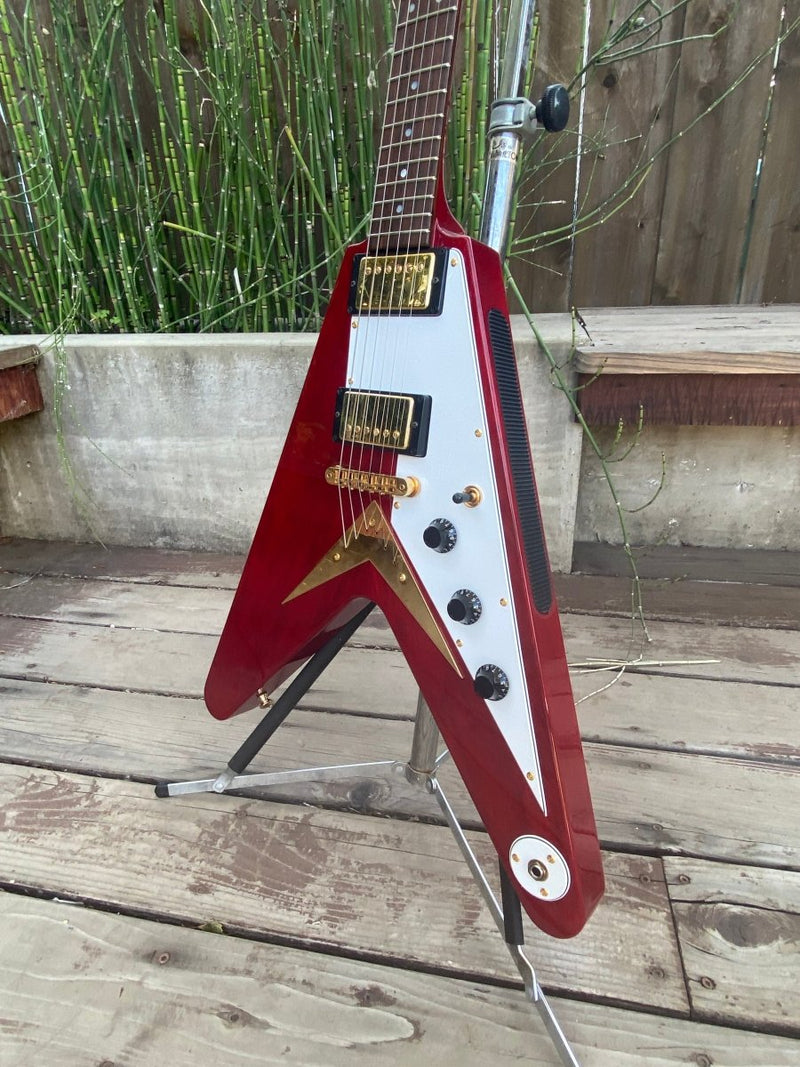 SOLD - Hamer Vector Korina Flying V GVKS 2005 Brazilian Rosewood Fretboard - Mahar's Vintage Guitars
