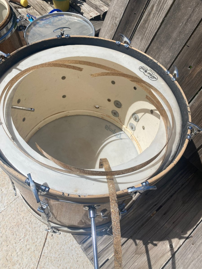 SOLD - Ludwig Drum Shell Kit Club Date 1965 Champagne Sparkle Keystone Incomplete - Mahar's Vintage Guitars