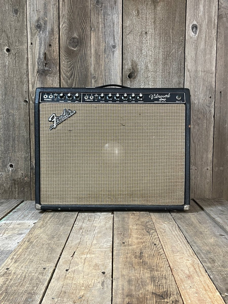 Sold - Sell us yours! - Fender AA763 Vibroverb 1964 FEIC Pre CBS Blackpanel - Mahar's Vintage Guitars