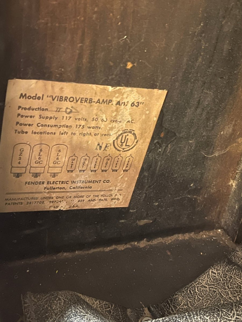Sold - Sell us yours! - Fender AA763 Vibroverb 1964 FEIC Pre CBS Blackpanel - Mahar's Vintage Guitars