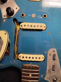 SOLD - Sell us yours! Fender Jaguar 1964 Custom Color Lake Placid Blue with Gold Hardware - Mahar's Vintage Guitars