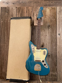 SOLD - Sell us yours! Fender Jaguar 1964 Custom Color Lake Placid Blue with Gold Hardware - Mahar's Vintage Guitars